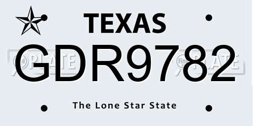 GDR9782 Texas License Plate