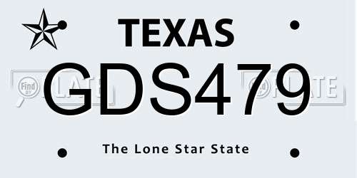 GDS479 Texas License Plate