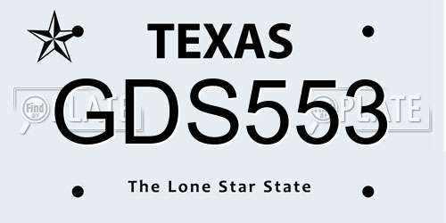 GDS553 Texas License Plate