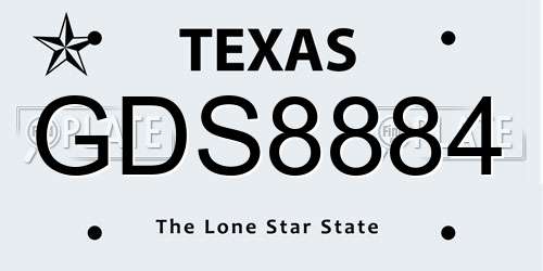 GDS8884 Texas License Plate