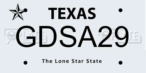 GDSA29 Texas License Plate