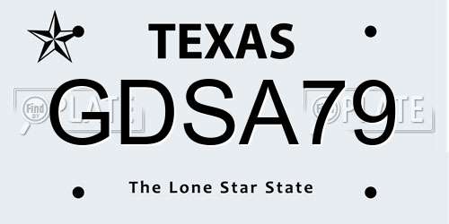 GDSA79 Texas License Plate