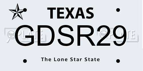 GDSR29 Texas License Plate