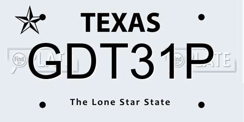 GDT31P Texas License Plate