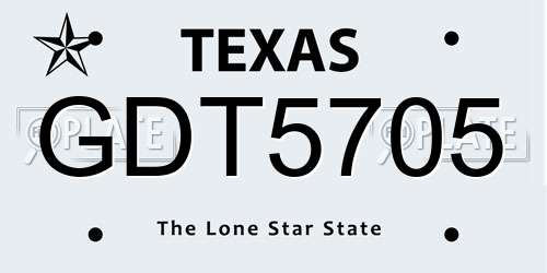 GDT5705 Texas License Plate