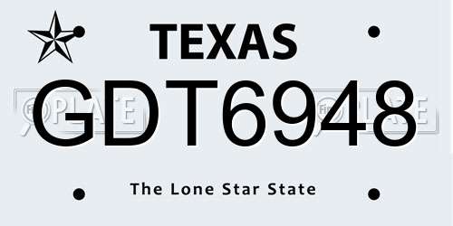 GDT6948 Texas License Plate