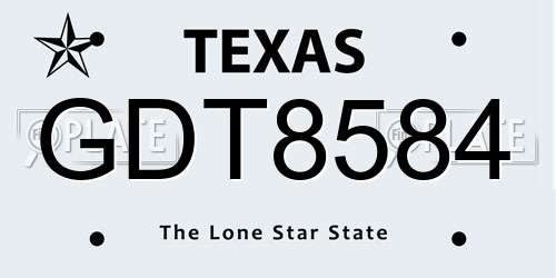 GDT8584 Texas License Plate