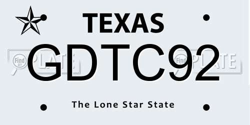 GDTC92 Texas License Plate
