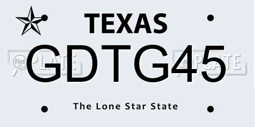 GDTG45 Texas License Plate