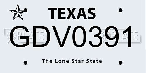 GDV0391 Texas License Plate