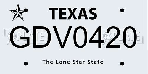 GDV0420 Texas License Plate