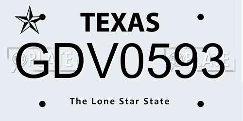 GDV0593 Texas License Plate