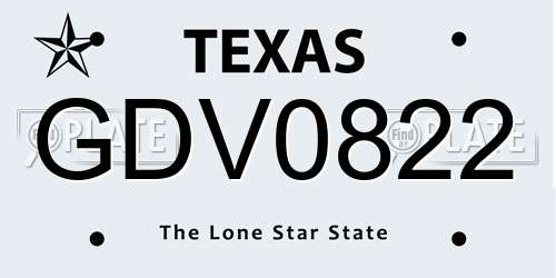 GDV0822 Texas License Plate