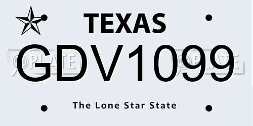 GDV1099 Texas License Plate