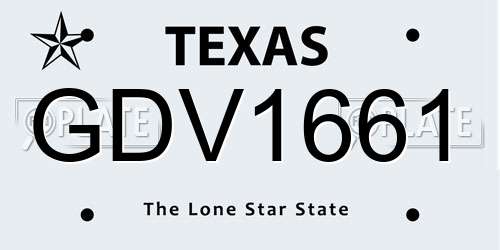 GDV1661 Texas License Plate
