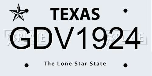 GDV1924 Texas License Plate