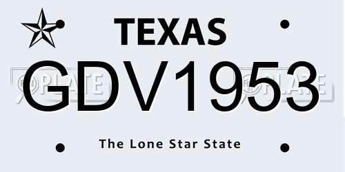 GDV1953 Texas License Plate