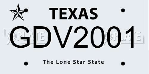 GDV2001 Texas License Plate