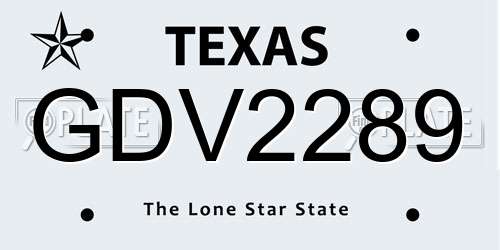 GDV2289 Texas License Plate