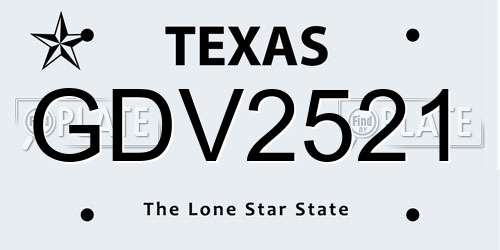 GDV2521 Texas License Plate