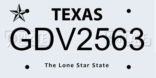 GDV2563 Texas License Plate