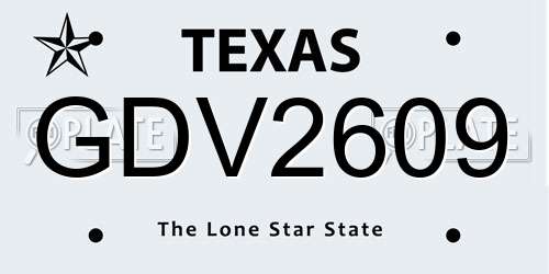 GDV2609 Texas License Plate