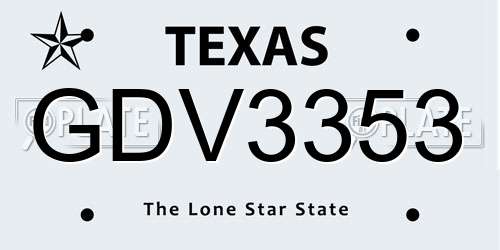 GDV3353 Texas License Plate