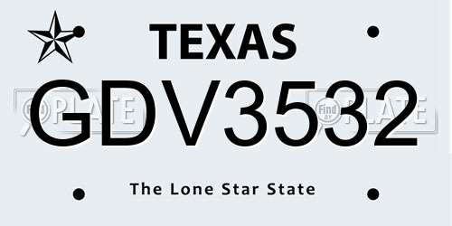 GDV3532 Texas License Plate