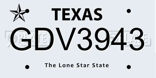 GDV3943 Texas License Plate