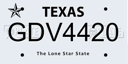 GDV4420 Texas License Plate