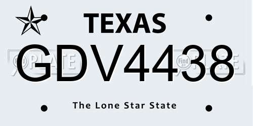 GDV4438 Texas License Plate