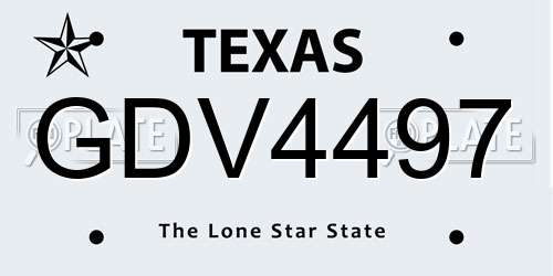 GDV4497 Texas License Plate