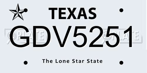 GDV5251 Texas License Plate