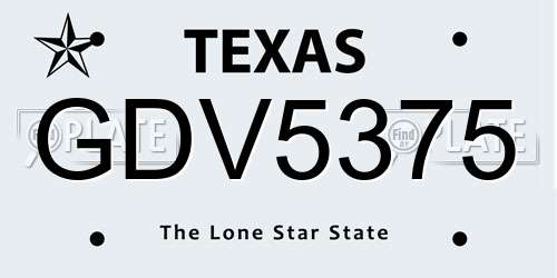 GDV5375 Texas License Plate