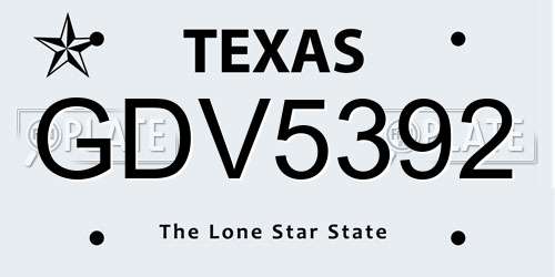GDV5392 Texas License Plate