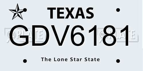 GDV6181 Texas License Plate
