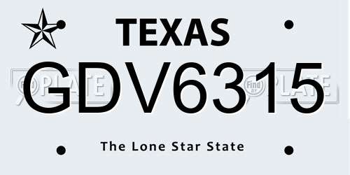 GDV6315 Texas License Plate