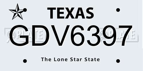 GDV6397 Texas License Plate
