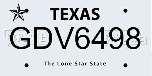 GDV6498 Texas License Plate