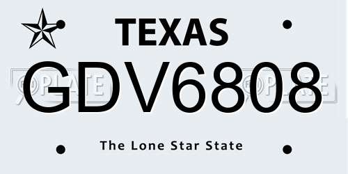GDV6808 Texas License Plate