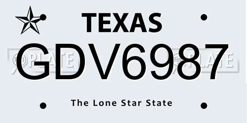 GDV6987 Texas License Plate