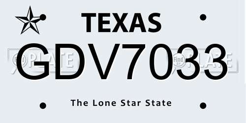 GDV7033 Texas License Plate