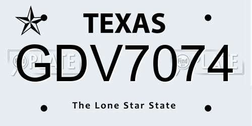 GDV7074 Texas License Plate