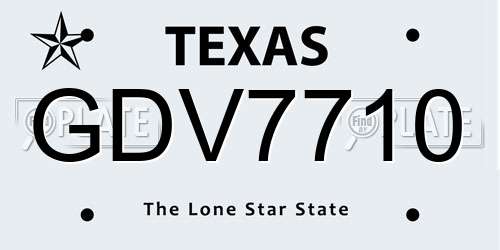GDV7710 Texas License Plate