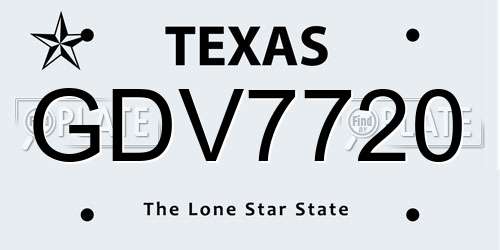 GDV7720 Texas License Plate