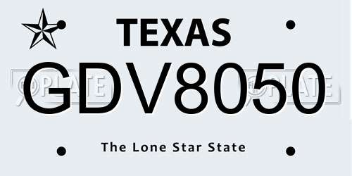 GDV8050 Texas License Plate