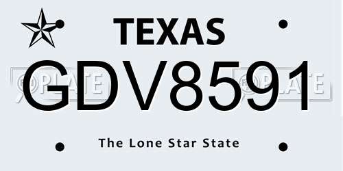 GDV8591 Texas License Plate
