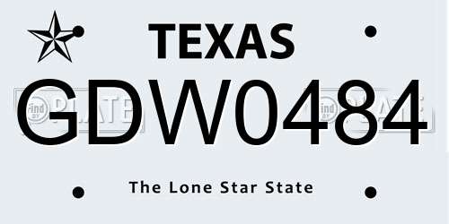 GDW0484 Texas License Plate