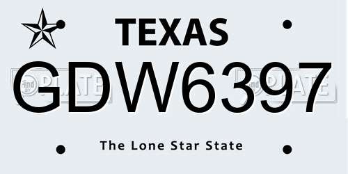 GDW6397 Texas License Plate