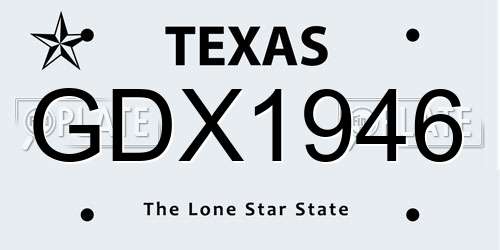 GDX1946 Texas License Plate